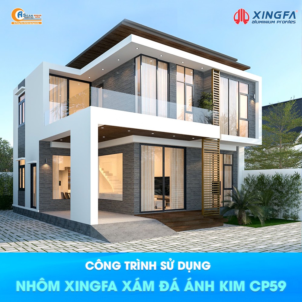 Nhôm Xingfa CP59 Xám Đá Ánh Kim