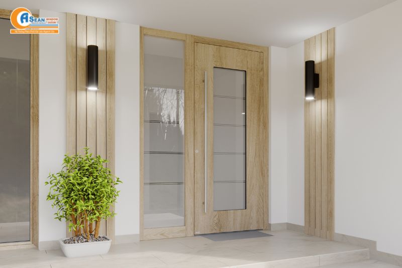 cửa nhôm giả gỗ 1 cánh