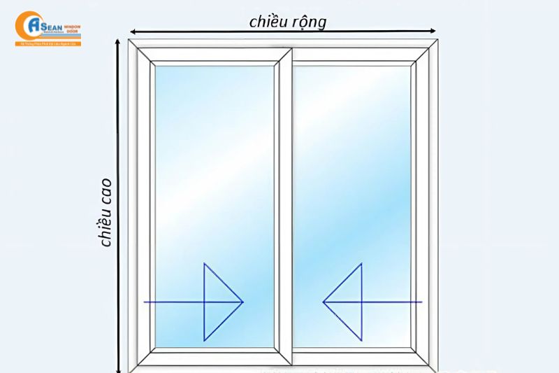 cách trừ cửa lùa 2 cánh hệ 55