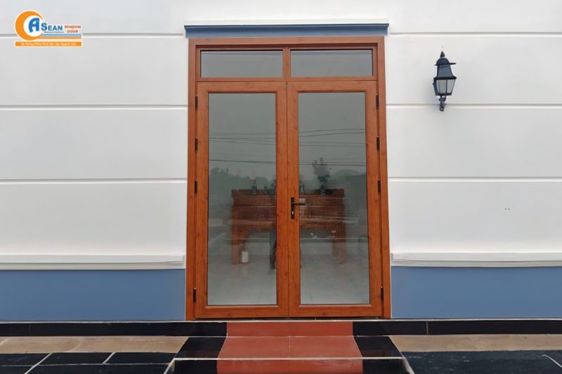 Cửa nhôm giả gỗ 2 cánh
