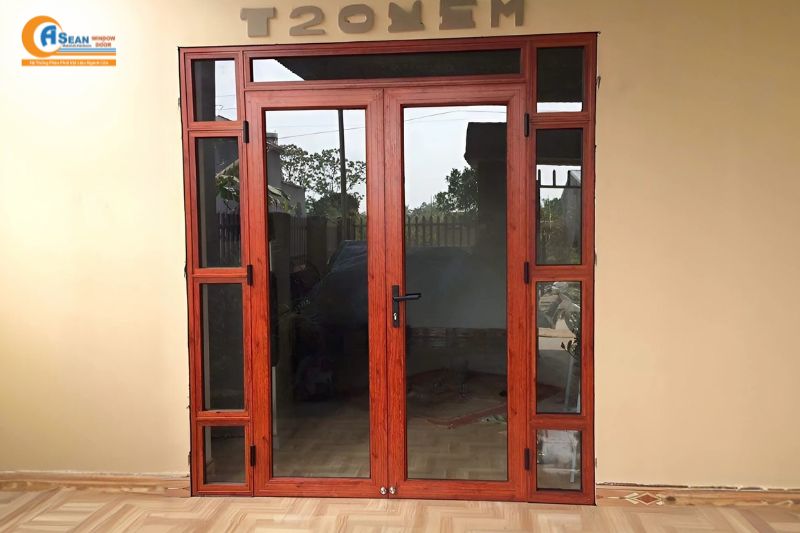 Cửa nhôm giả gỗ 2 cánh