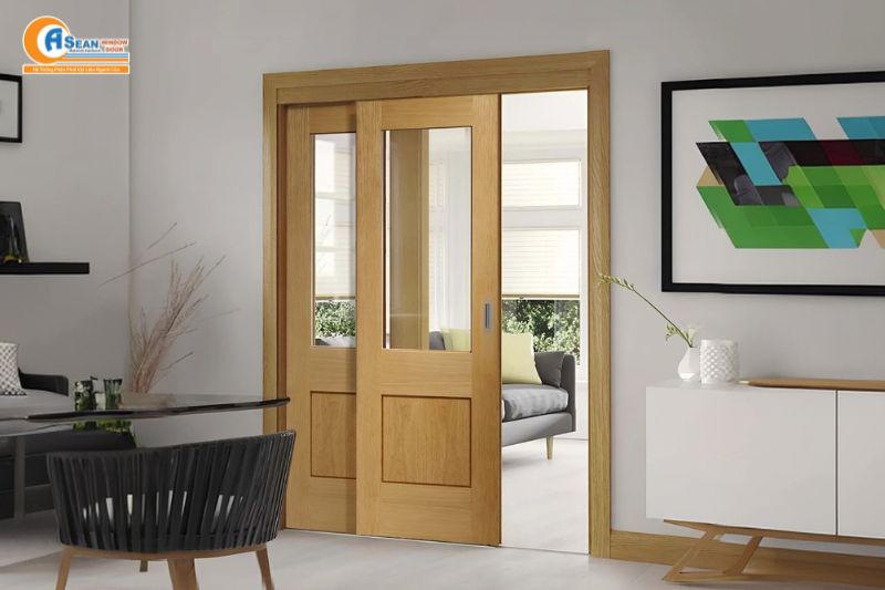 Cửa nhôm giả gỗ 2 cánh