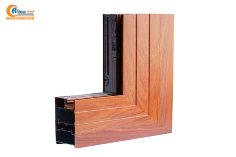 cửa nhôm giả gỗ 4 cánh