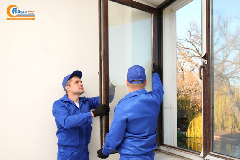 giá cửa nhôm giả gỗ 4 cánh