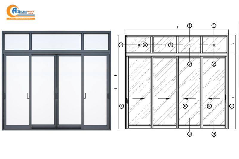 giá cửa nhôm xingfa 4 cánh