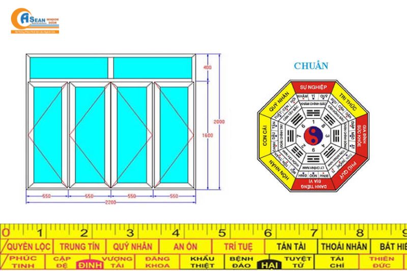 kích thước cửa xingfa 4 cánh