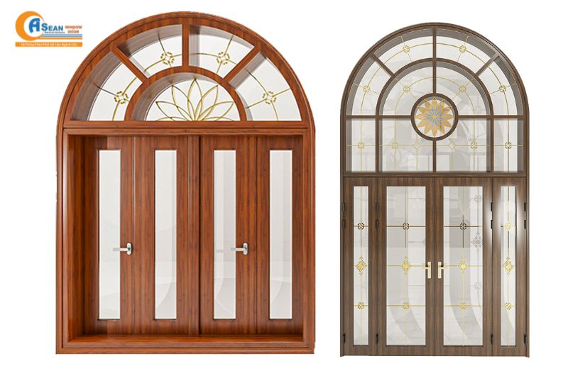 mẫu cửa nhôm giả gỗ 4 cánh đẹp
