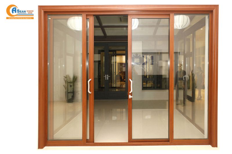 mẫu cửa nhôm giả gỗ 4 cánh đẹp