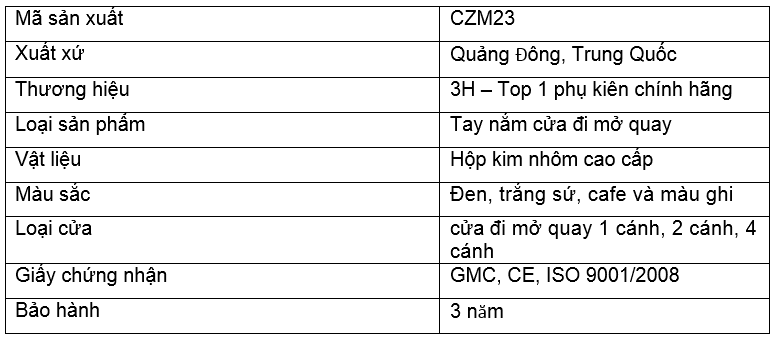 TAY NẮM CỬA ĐI MỞ QUAY