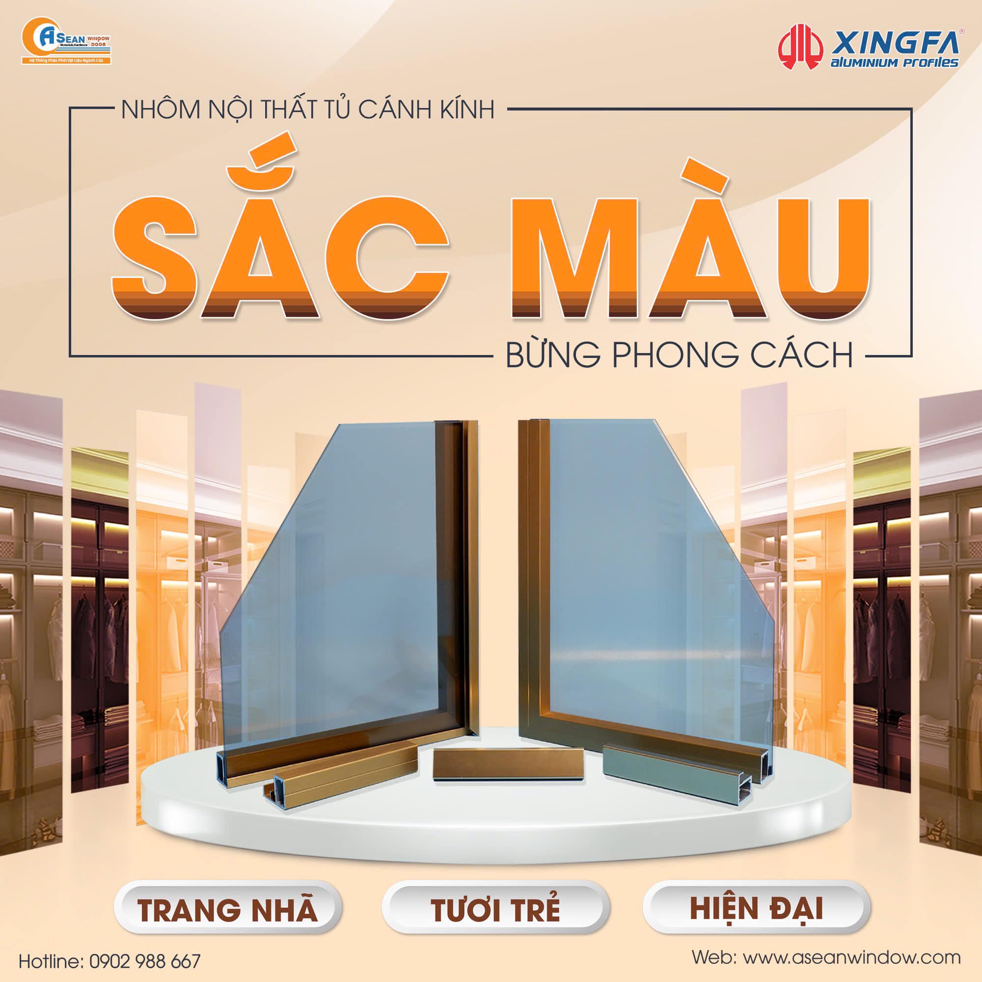 Nhôm Nội Thất Tủ Cánh Kính