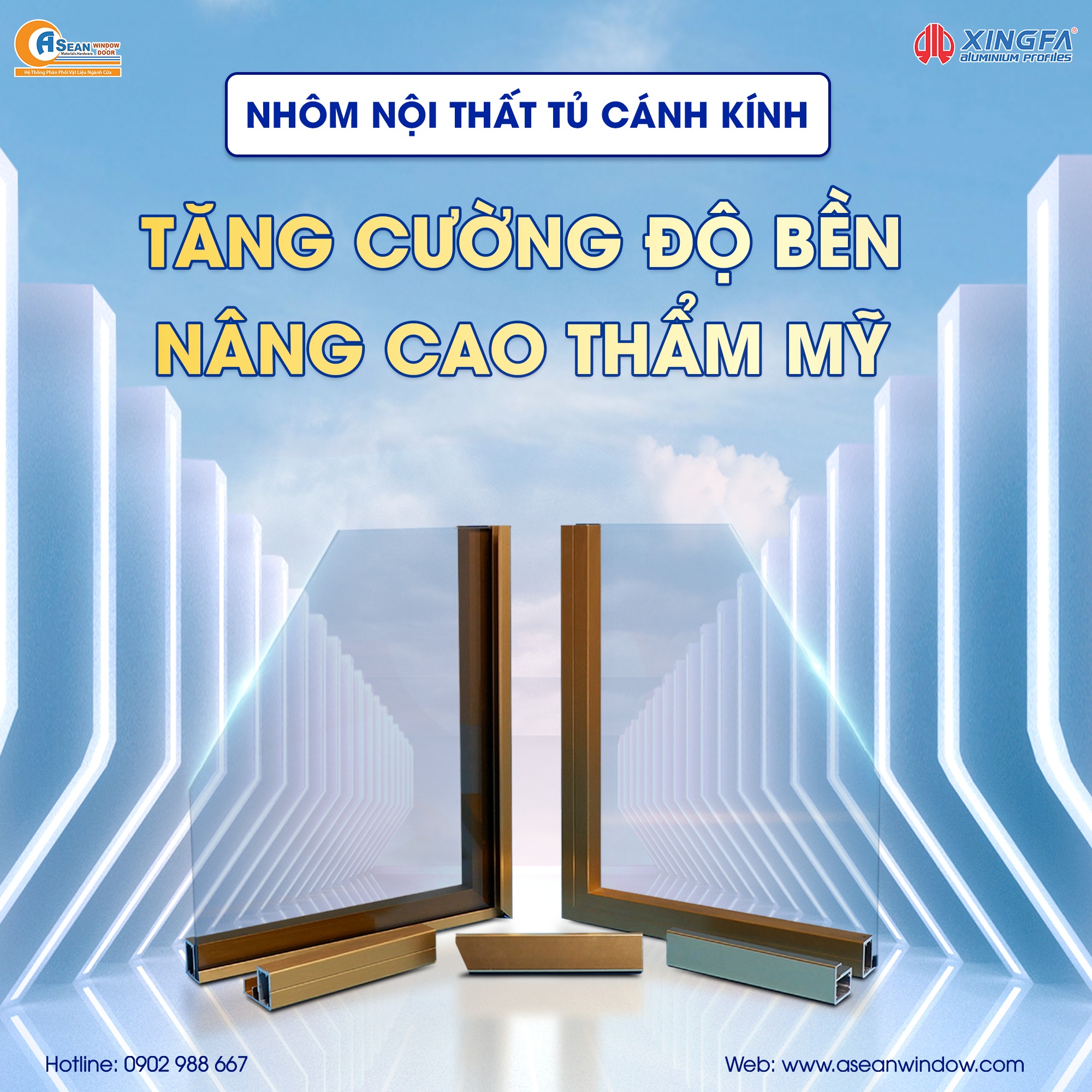 Nhôm nội thất tủ cánh kính