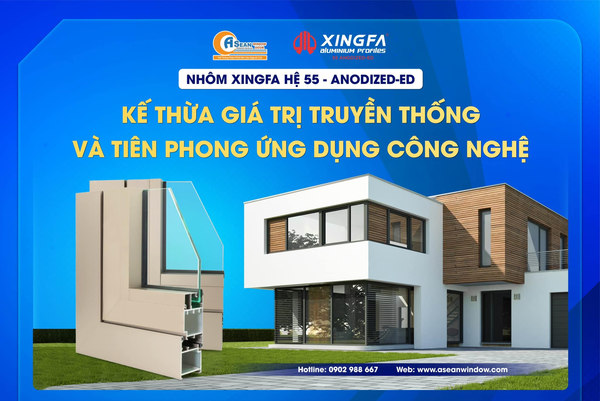 Nhôm Xingfa hệ 55 Anodized-ed