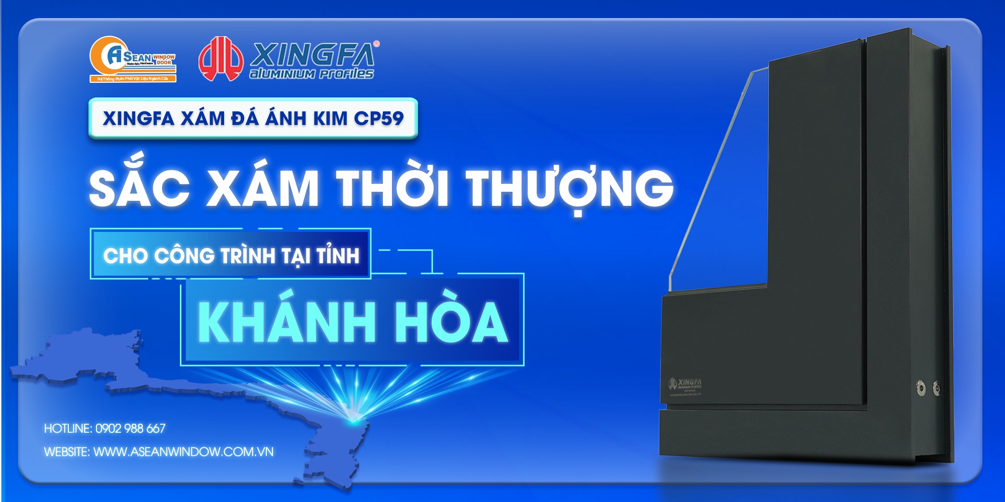 Nhôm Xingfa CP59 Xám Đá Ánh Kim